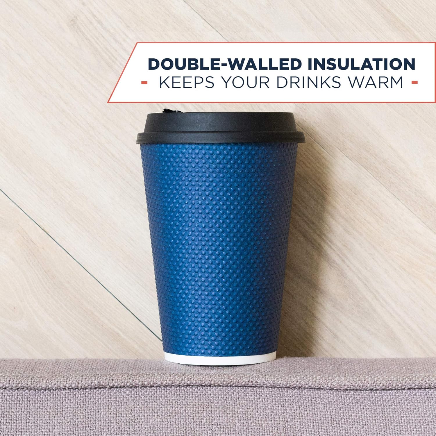 Disposable Coffee Cups With Lids - 12 oz Togo Coffee Cup With Lid (80 Set). To go Travel Paper Hot Cups Insulated For Hot and Cold Beverage Drinks, No Sleeves Needed (Midnight Blue) - Image 6