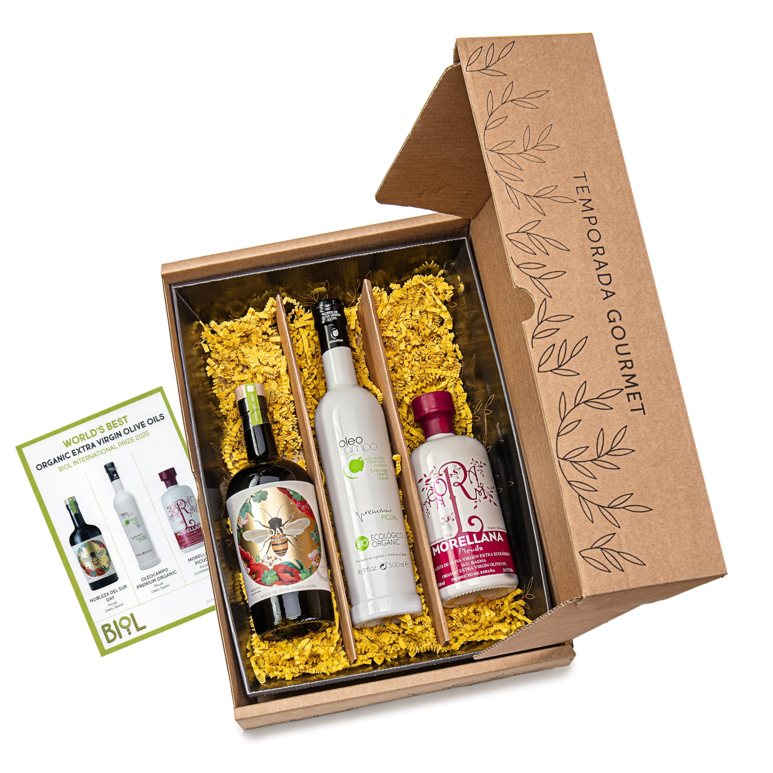 Mejores Aceites Virgen Extra Ecológicos del Mundo BIOL 2025 - Caja regalo 3x500 ml