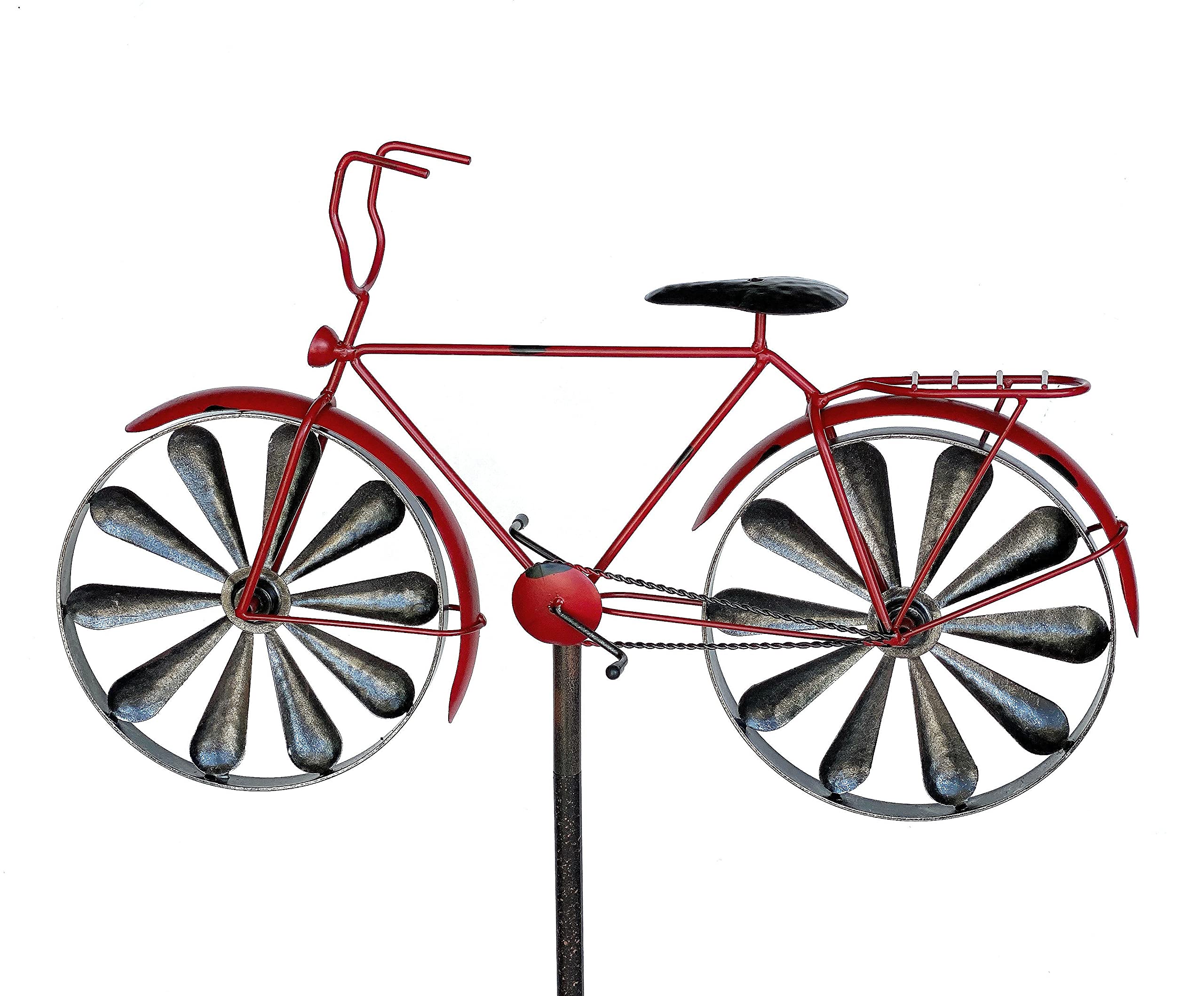 DanDiBo Paletto da giardino in metallo per bicicletta, XL, 160 cm, rosso, 96100, stile shabby, con girandola a vento, resistente alle intemperie, decorazione da giardino