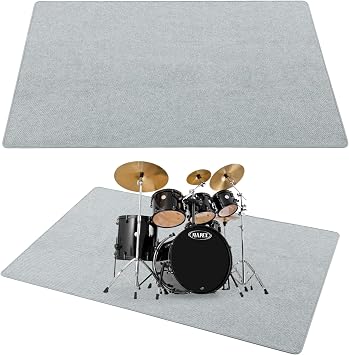 BALAPET Drum Rug,4 x 6Ft Drum Mat Drum Carpet with Non-Slip on Both Sides Soundproof Drum Floor Mat for Electrical Drum Drum Accessories Gift for DrummersGray