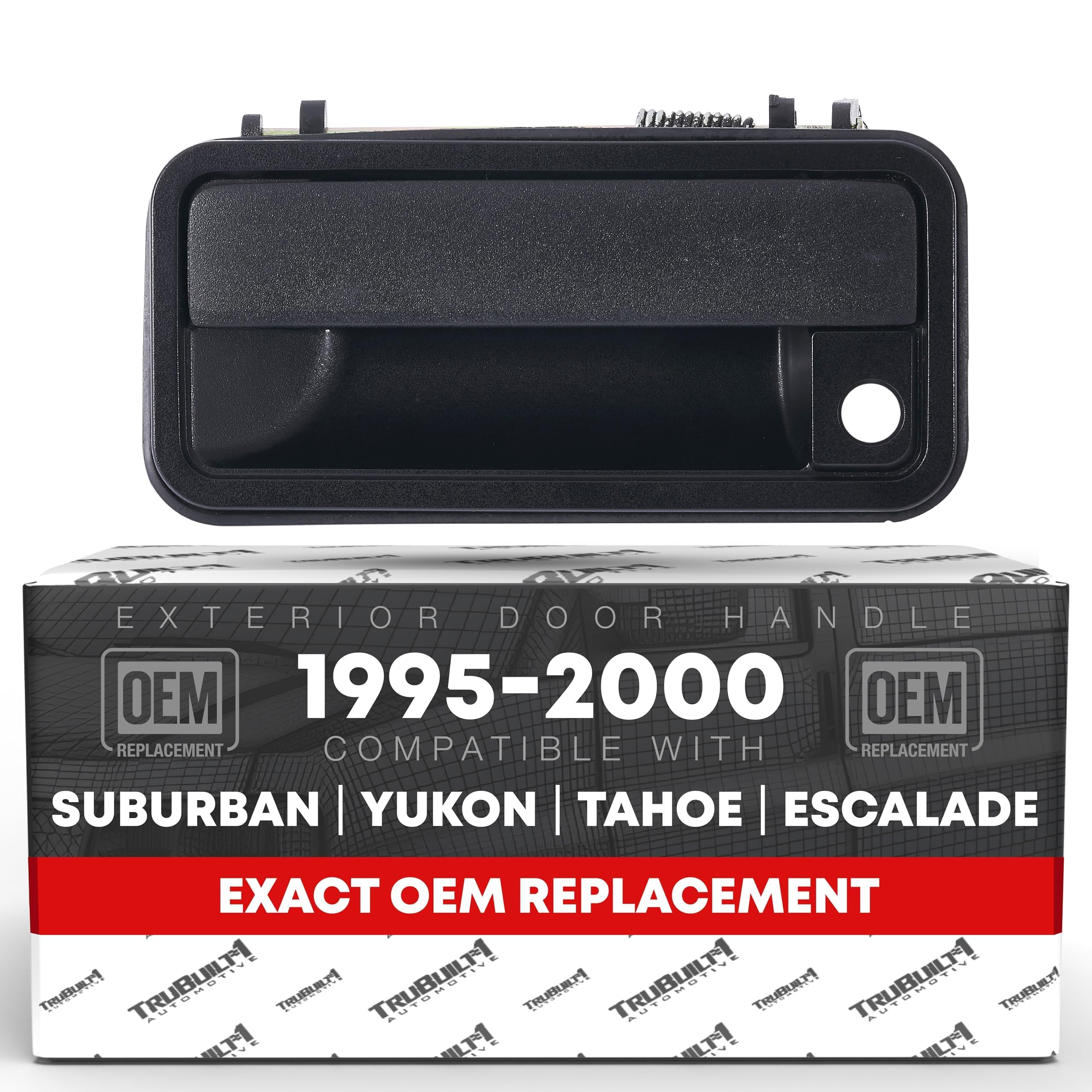T1A Exterior Door Handle Replacement for 1995-2000 Chevy and GMC 1500 2500 3500 Pickup, Fits Front Left Driver’s Side, Also Fits Tahoe, Suburban, Yukon, Cadillac Escalade, Black Color, T1A-GM-15742229