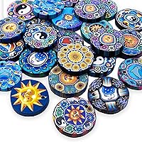 Fun-Weevz 24PCS Assorted Polymer Clay Disc Pendants - Handmade Colorful Beads Kit for DIY Jewelry Making, Bracelets, Necklaces & Crafts