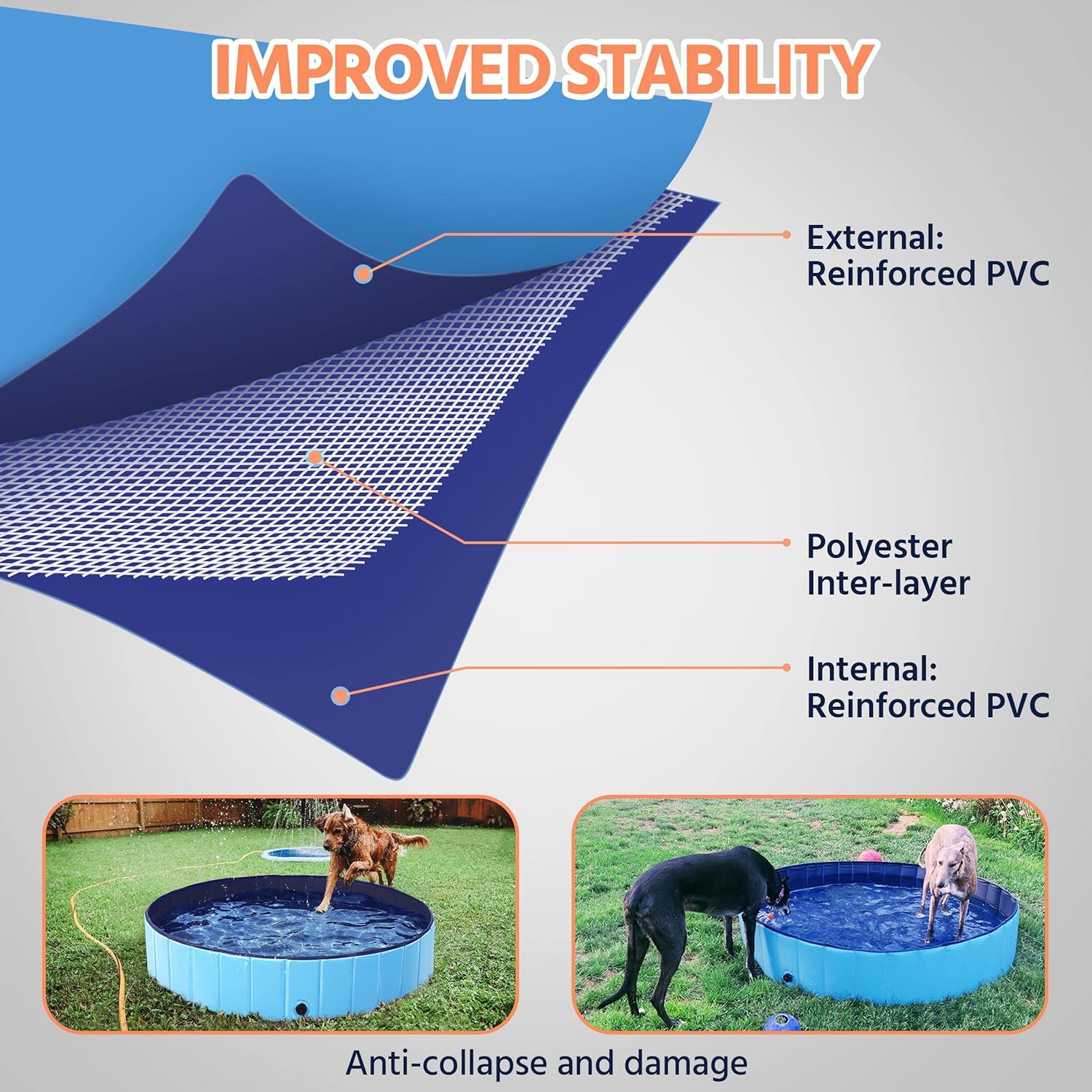 Yaheetech Foldable Dog Pool Collapsible Hard Plastic Dog Swimming Pool Portable Pet Pools Doggie Wading Pool Bath Tub for Puppy Small Medium Large Dogs, 55 x 12 Inches Blue