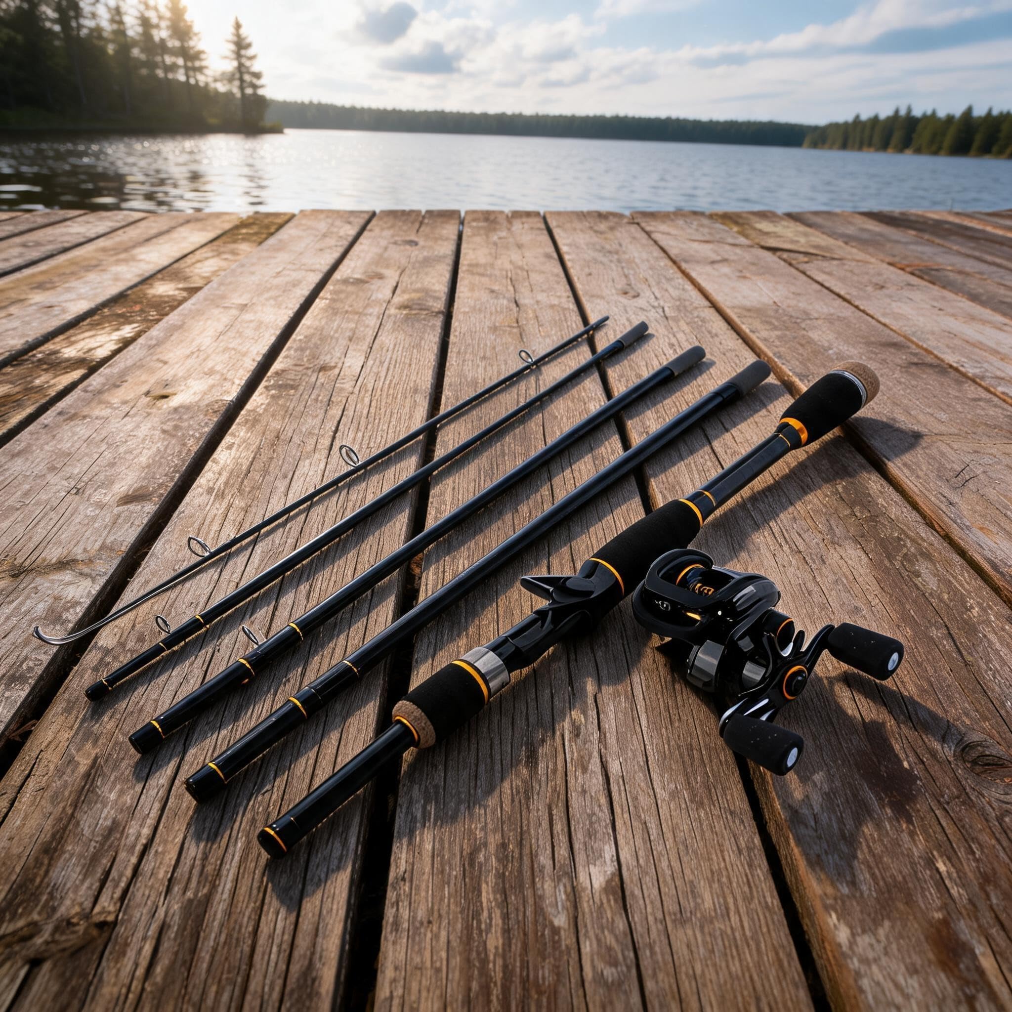 Canna da pesca leggera in carbonio a 4 sezioni compatta