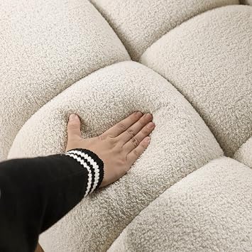 65'' Loveseat Boucle Sofa Couch for Living Room, Modern Contemporary 2-Seat Upholstered Cloud Sofa Couch for Apartment Bedroom Dorm Small Space, Boucle Fabric, Beige