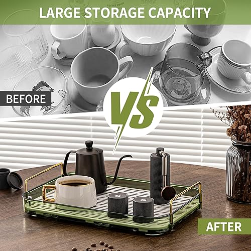 Miniatura 3 de Accesorios de barra de café, organizadores de estación, almacenamiento de gran capacidad con tabla de drenaje, bandeja de whisky, soporte para taza