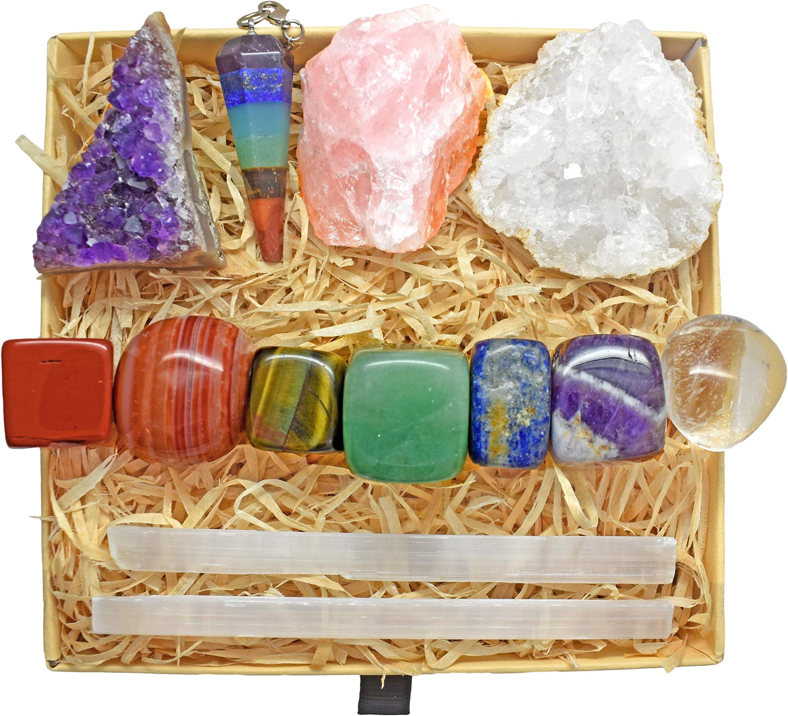 Zenluma Healing Crystals Set - Meditation Crystals and Healing Stones Set for Gemstone Healing, 13 Crystals for Beginners and Advanced Practitioners, Gift-Ready Crystal Chakra Set with eBook Guide