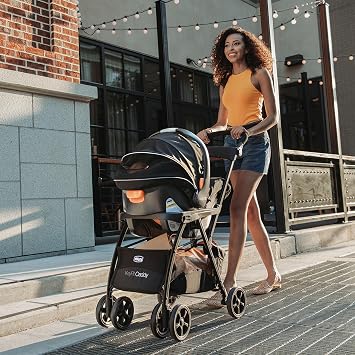 Chicco KeyFit Caddy Frame Stroller, Accepts All Chicco Infant Car Seats, Adjustable Handle, Parent Tray, Black/Black