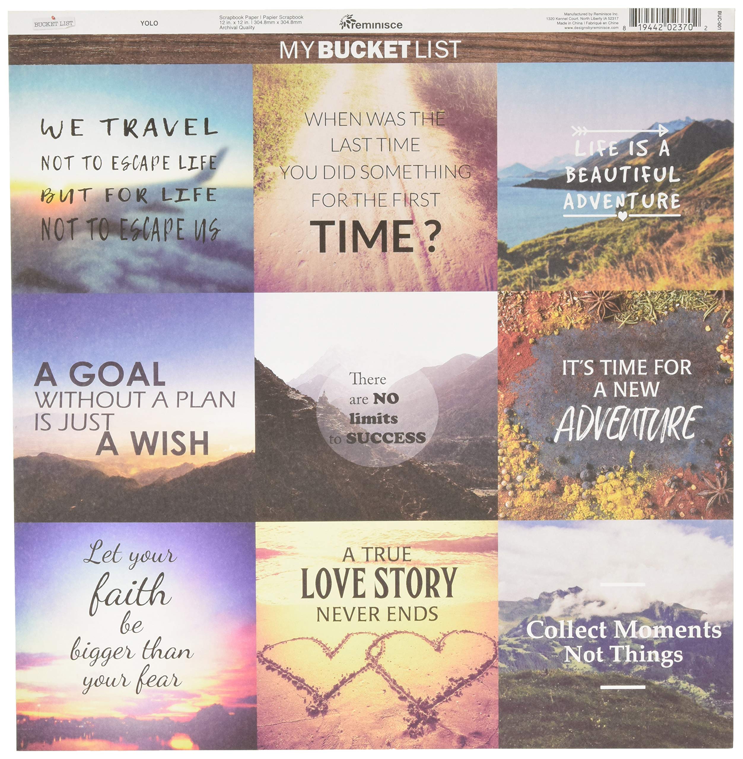 Reminisce (REMBC) Bucket List Scrapbook Collection Kit, Multi Color Palette
