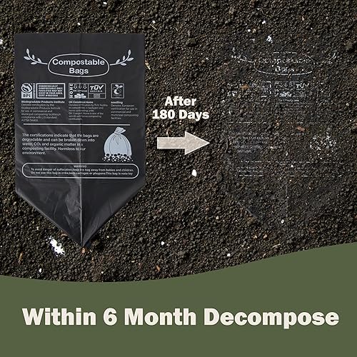 Miniatura 9 de Bolsas de basura compostables de 5 galones con asas, bolsas de compost de 0.78 mils, bolsas de basura de raspado de alimentos para cocina y baño, US