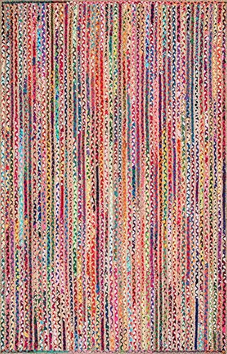 Miniatura 1 de nuLOOM Aleen - Alfombra trenzada de algodónyute, 2' 6" x 8', multicolor