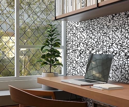 Miniatura 7 de Ismoon Papel tapiz único en blanco y negro de 17.3 x 196 pulgadas, papel adhesivo negro grueso, extraíble, autoadhesivo, para decoración del hogar,