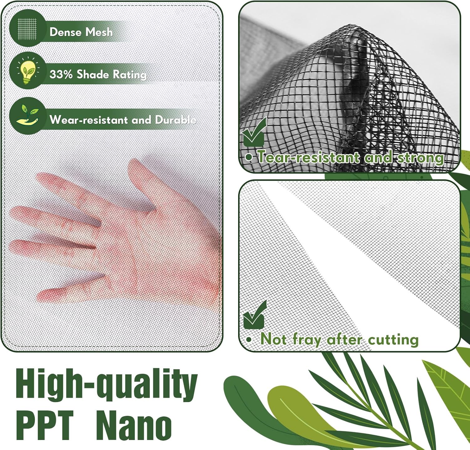 Woanger 2 Pack 10 x 30 Ft Mosquito Netting Garden Mesh Netting Shading Rate 33% Nano Mosquito Screen Bird Net Barrier for Outdoor Plants Vegetables Patios Balconies Terraces