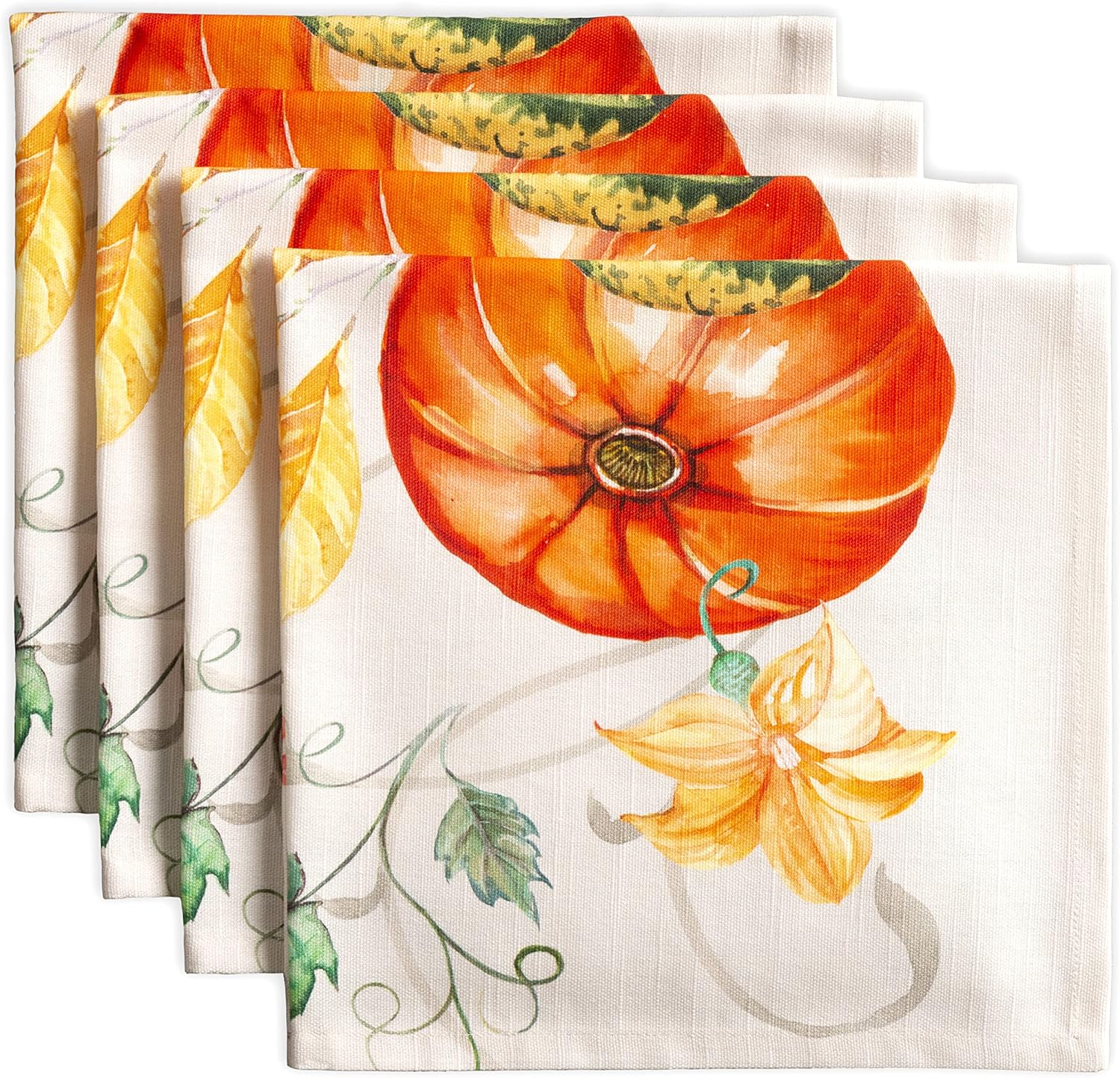 Maison d' Hermine Cloth Napkins Set of 4 100% Cotton for Christmas Decorations Everyday Reusable Square Autumn Napkins Cloth Washable Dinner Party Wedding (Lumina