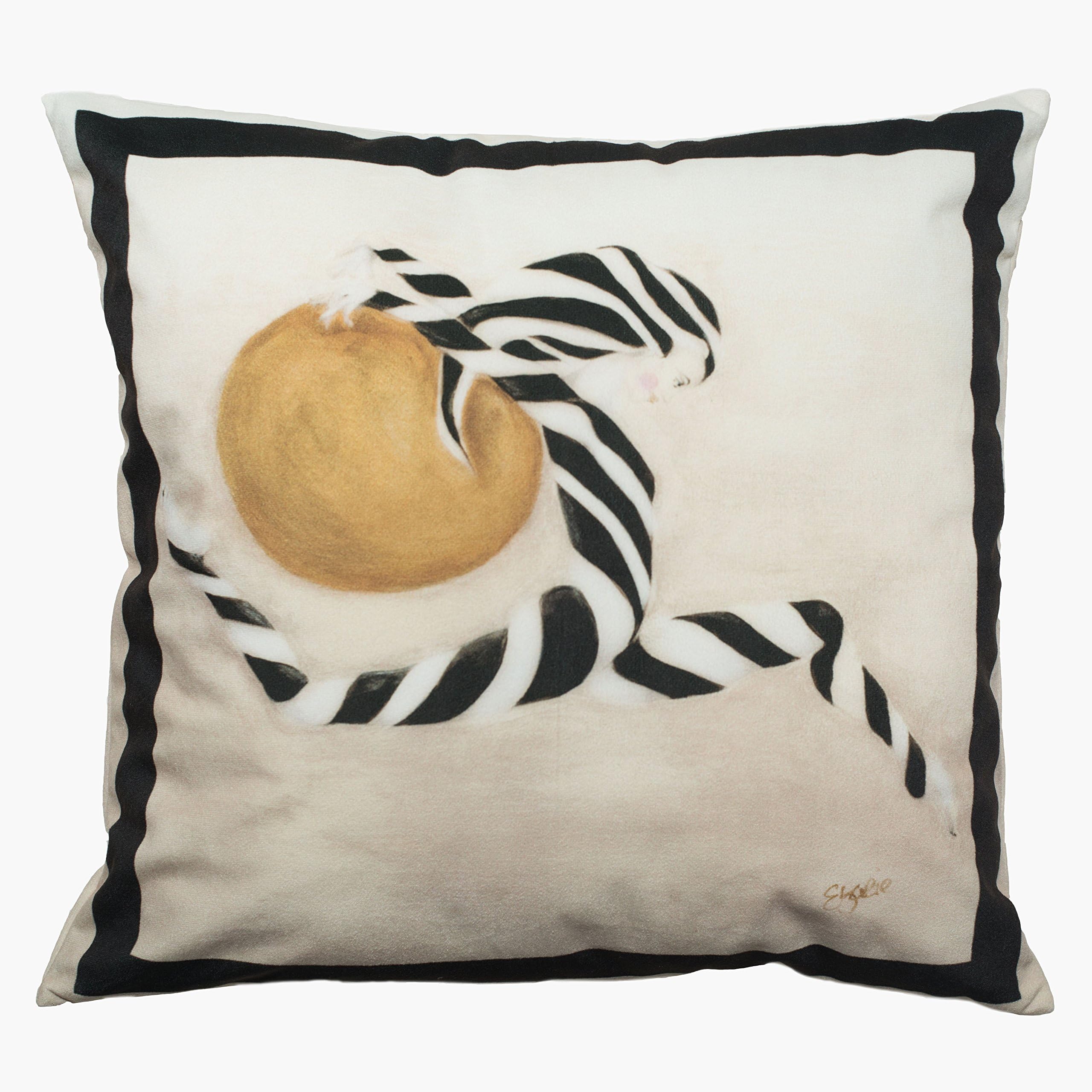 E.Yarie Designs- Fine Art Decorative Throw Pillow Covers - 18X18- Six different designs- Short soft plush polyester material (ENIV Ivory Border)
