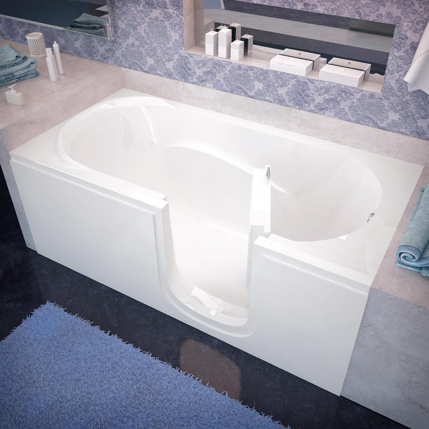 Venzi Vz3060sirws Rectangular Soaking Walk-In Bathtub, 30x60, Right Drain, White