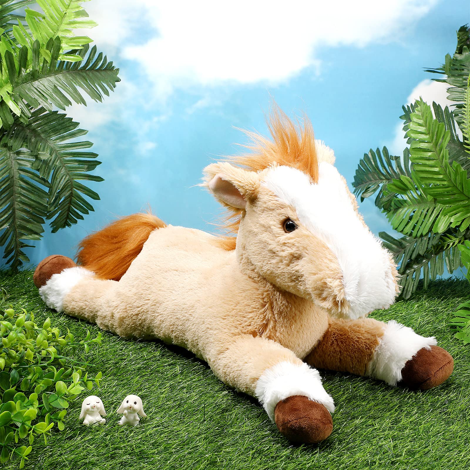 Amazon.co.jp: Lenwen 大きな馬のぬいぐるみ 20インチ 茶色の斑点の