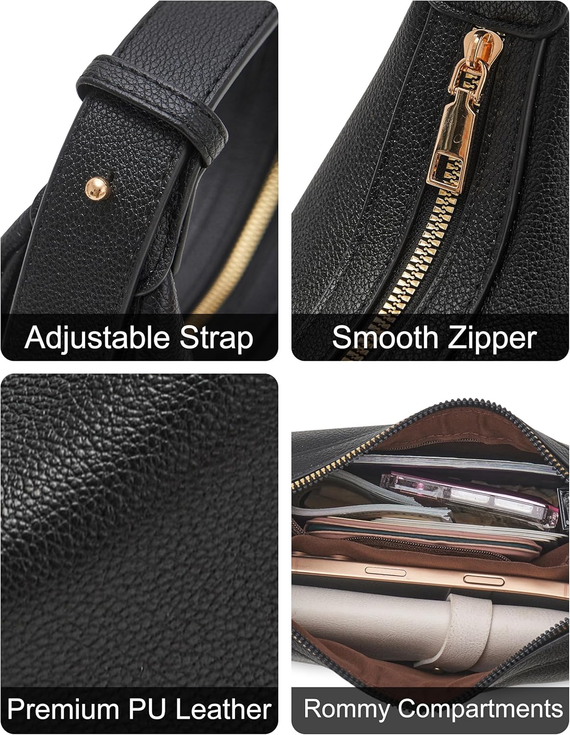 Crescent Shoulder Bag for Women, Half Moon RFID Vegan Leather Hobo Handbags Top-Handle Going Out Underarm Bag Clutch Purse - Image 5