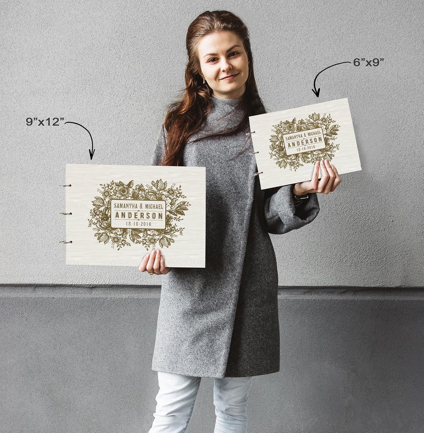 Darling Souvenir Personalized Engraved Laser Cut Wedding Guest Book Wooden Cover Sign-in Book Registry Guestbook Scrapbook-YD