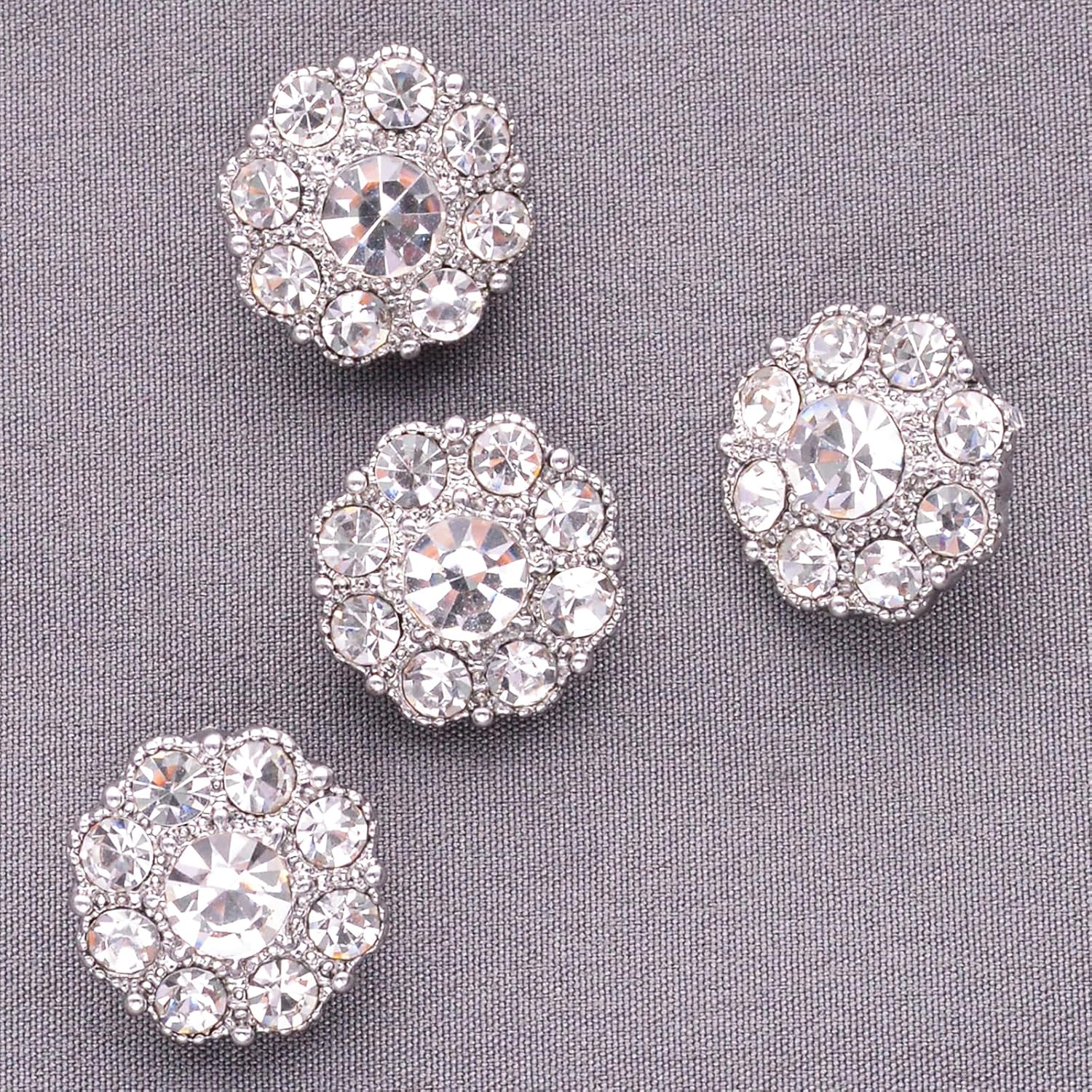 10PCS Rhinestone Buttons Crystal Diamond Buttons Accessory Embellishments for DIY Jewelry Crafts, Wedding Party Bridal Bouquet Clothes Hat Decoration (Clear-4)