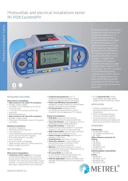 MI 3108 PRO EurotestPV- PhotoVoltaic Tester, Installation, RCD, TRMS, Earth Resistance