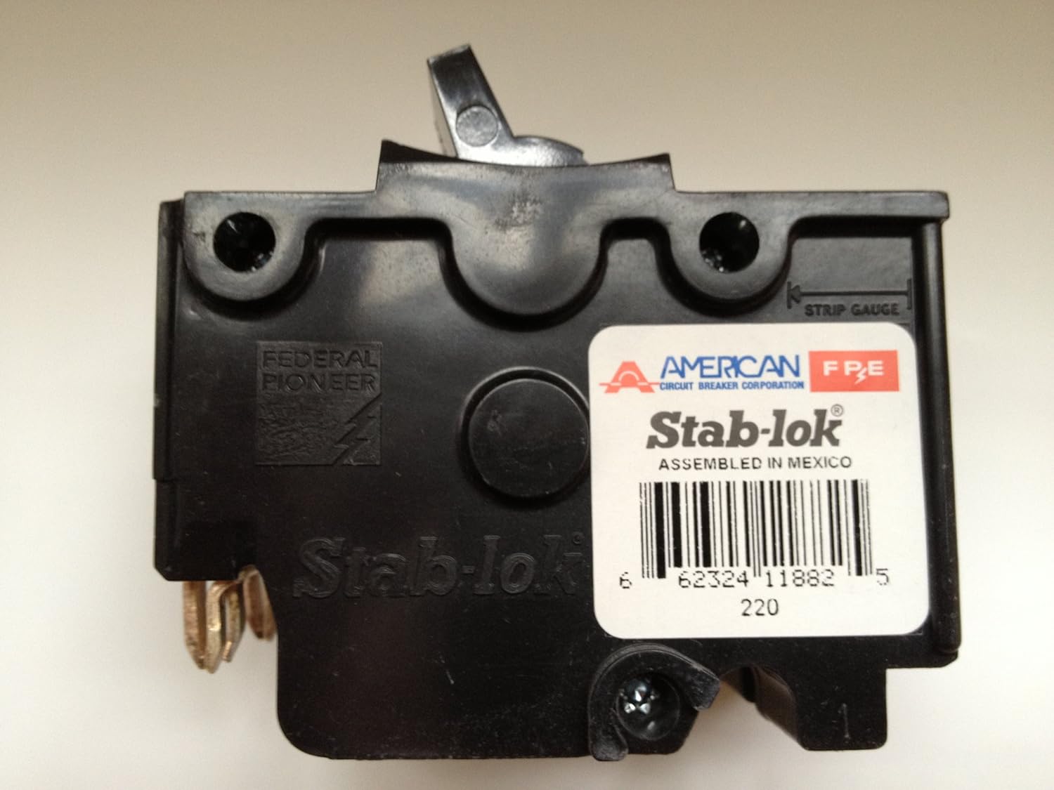 1- Federal Pacific Stab-Lok NA220 20 AMP 2-POLE Challenger / FPE THICK STYLE Circuit Breaker