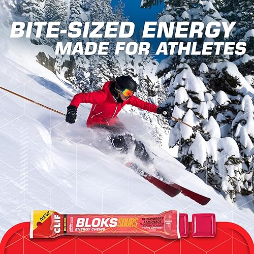 Miniatura 4 de Clif Bloks Sours - Sabor a limonada de fresa con cafeína - Masticables energéticos - Sin OMG - A base de plantas - Combustible rápido para ciclismo