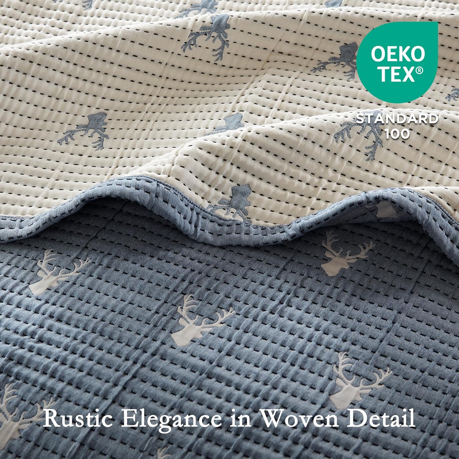 Woolrich Cabin Throw Set with Decorative Pillow – Luxury Lightweight Polyester, Moose Design, All-Season Cozy Layer for Couch or Sofa, 50" x 70", Gray - Image 3