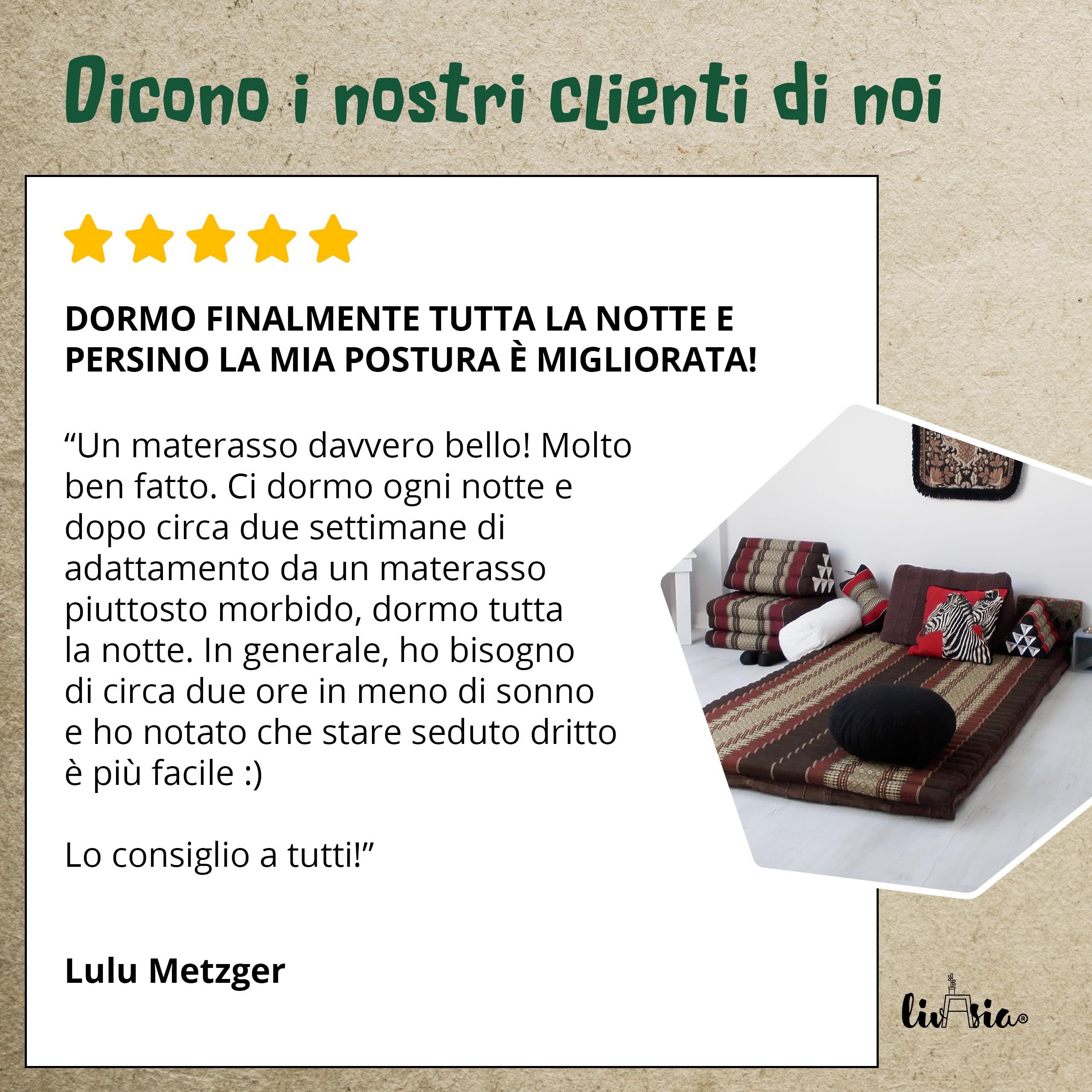 livasia tappetino materasso arrotolabile L largo - 200x110x4,5cm - letto materasso per ospiti 1 persona, lettino da viaggio, tappetino thai kapok giardino balcone fatto a mano