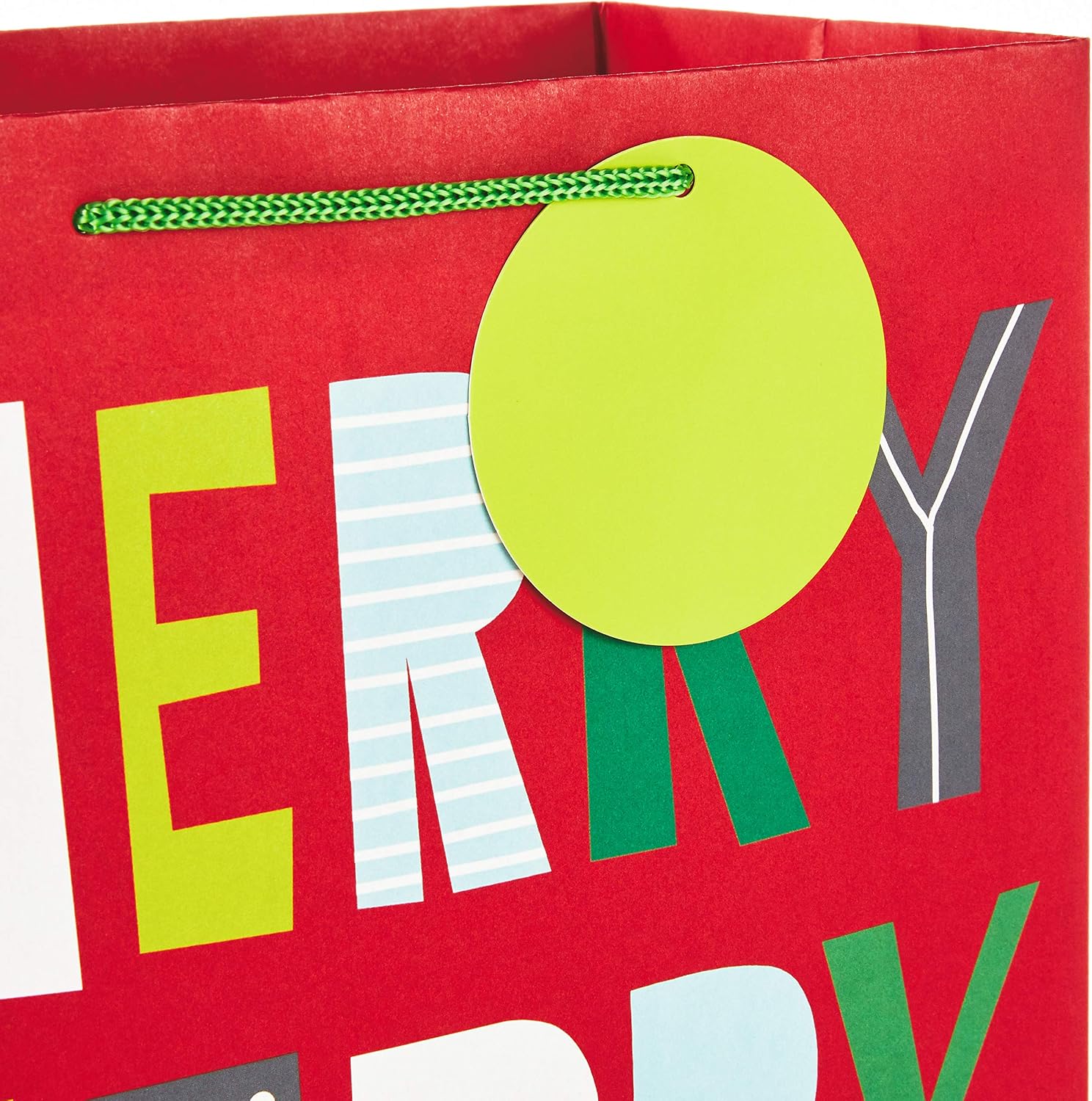 Hallmark Christmas Gift Bags Assorted Sizes (8 Bags: 3 Small 6", 3 Medium 9", 2 Large 13") Red, Green, Blue Stripes, Lights, Merry Merry Christmas!"