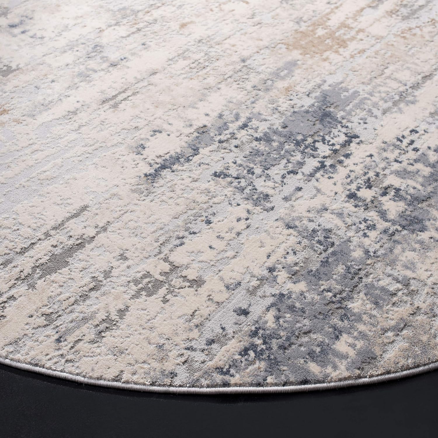 SAFAVIEH Invista Collection Area Rug - 6'7" Round, Cream & Grey, Modern Abstract Design, Non-Shedding & Easy Care, Ideal for High Traffic Areas in Living Room, Bedroom (INV432A)