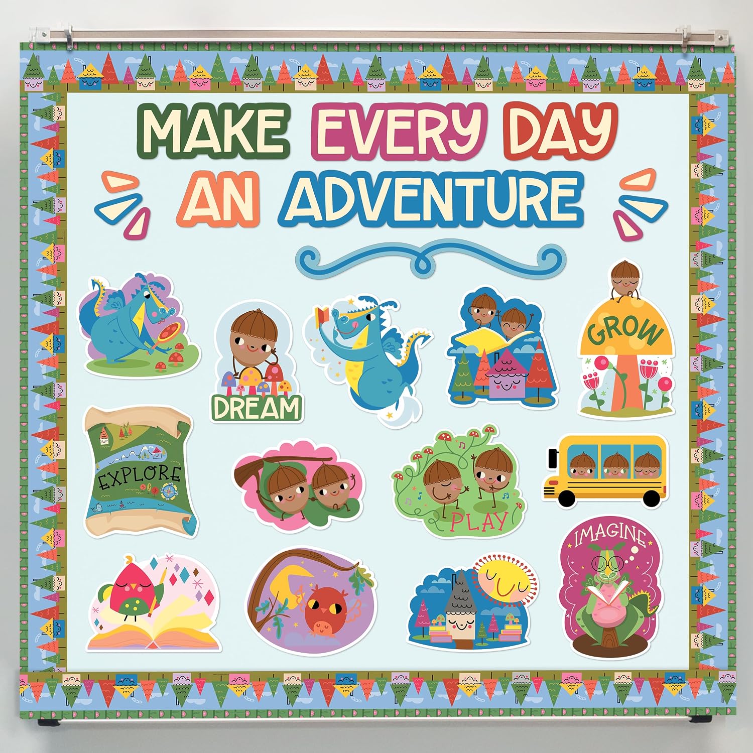 Carson Dellosa Make Every Day an Adventure 32-Piece Prepunched Bulletin Board Set, Colorful Stationery and Illustrations, Fairy Tale Forest Theme Decorations for Homeschool and Classroom Decor image 5
