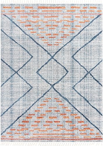 Vista 38 de Unique Loom Aramis Collection - Alfombra Kavi (2 pies x 6 pies 1 pulgada, marfil/azul)