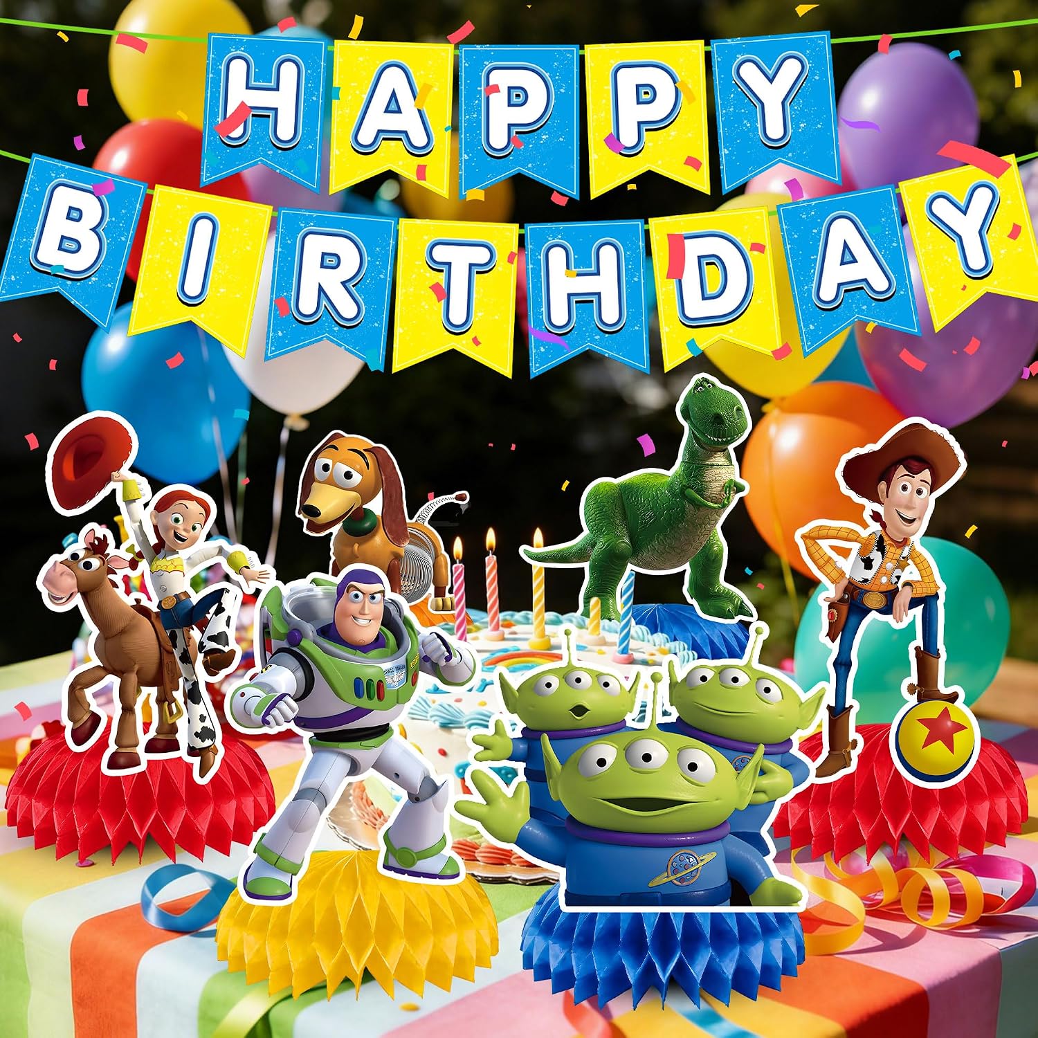9Pcs Toy Honeycomb Centerpieces,Cartoon Movie Theme Birthday Party Supplies image 4