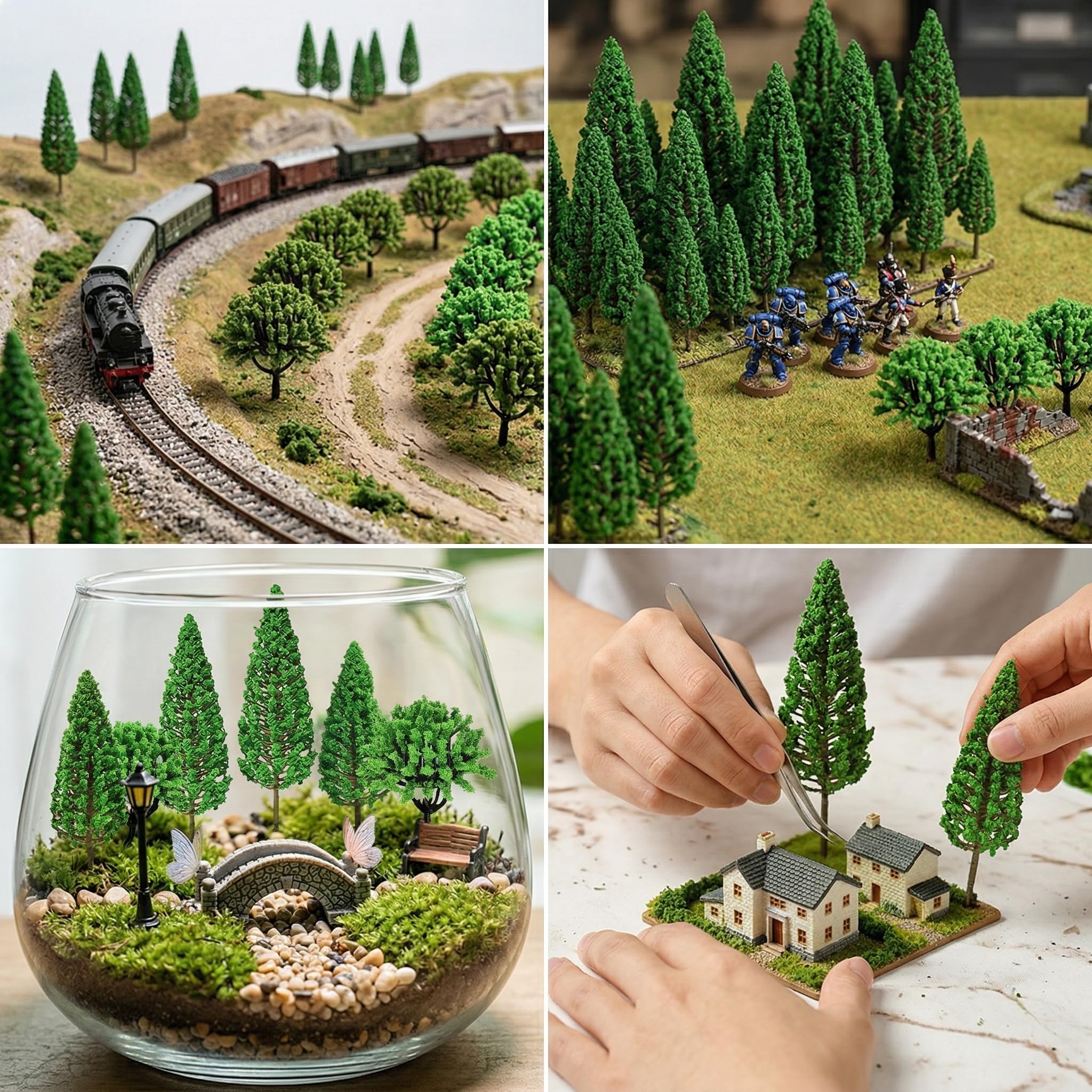 Alberi Modellismo Set 19 Pezzi, Alberi in Miniatura 3,5-13 cm, Modello Alberi Misti per Diorami, Plastico Ferroviario, Paesaggi in Miniatura e Decorazioni