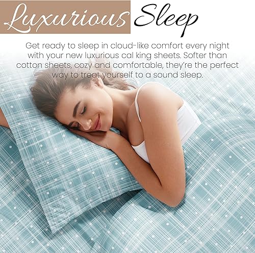 Miniatura 6 de Linen Market Juego de sábanas de 4 piezas California King (Aqua Polka)  Duerme mejor que nunca con estas sábanas ultrasuaves y refrescantes para tu