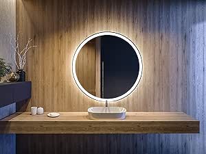 A ARTFORMA 65 cm Espejo Redondo de Baño con Iluminación LED - Luz Espejo de Pared con Accesorios - Diferentes tamaños para Baño Dormitorio Maquillaje - L76