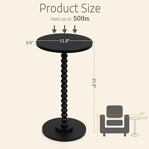 Miniatura 3 de Mesa auxiliar redonda, mesa auxiliar pequeña para espacios pequeños, mesa decorativa moderna con patas de madera maciza, fácil montaje para sala de