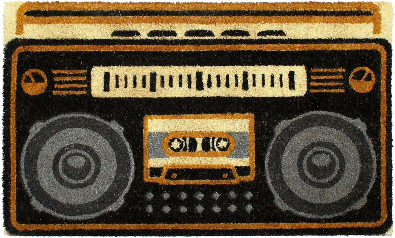 Gray Tufted Boombox Coir Doormat, 18 x 30