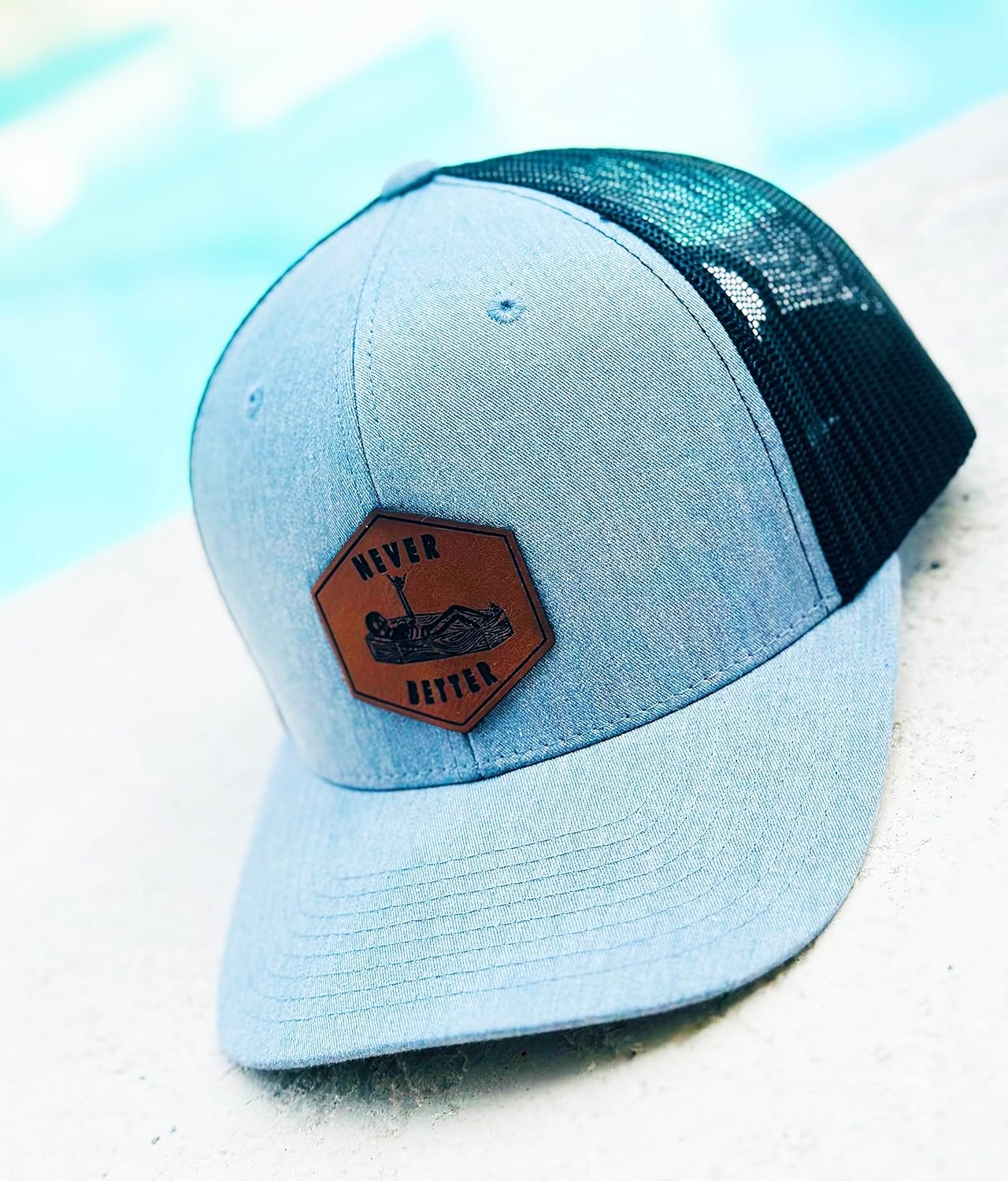 Ink Trendz Never Better Shaka Skeleton in a Coffin Mesh Trucker Snapback Patch Hat Unisex Baseball Hat
