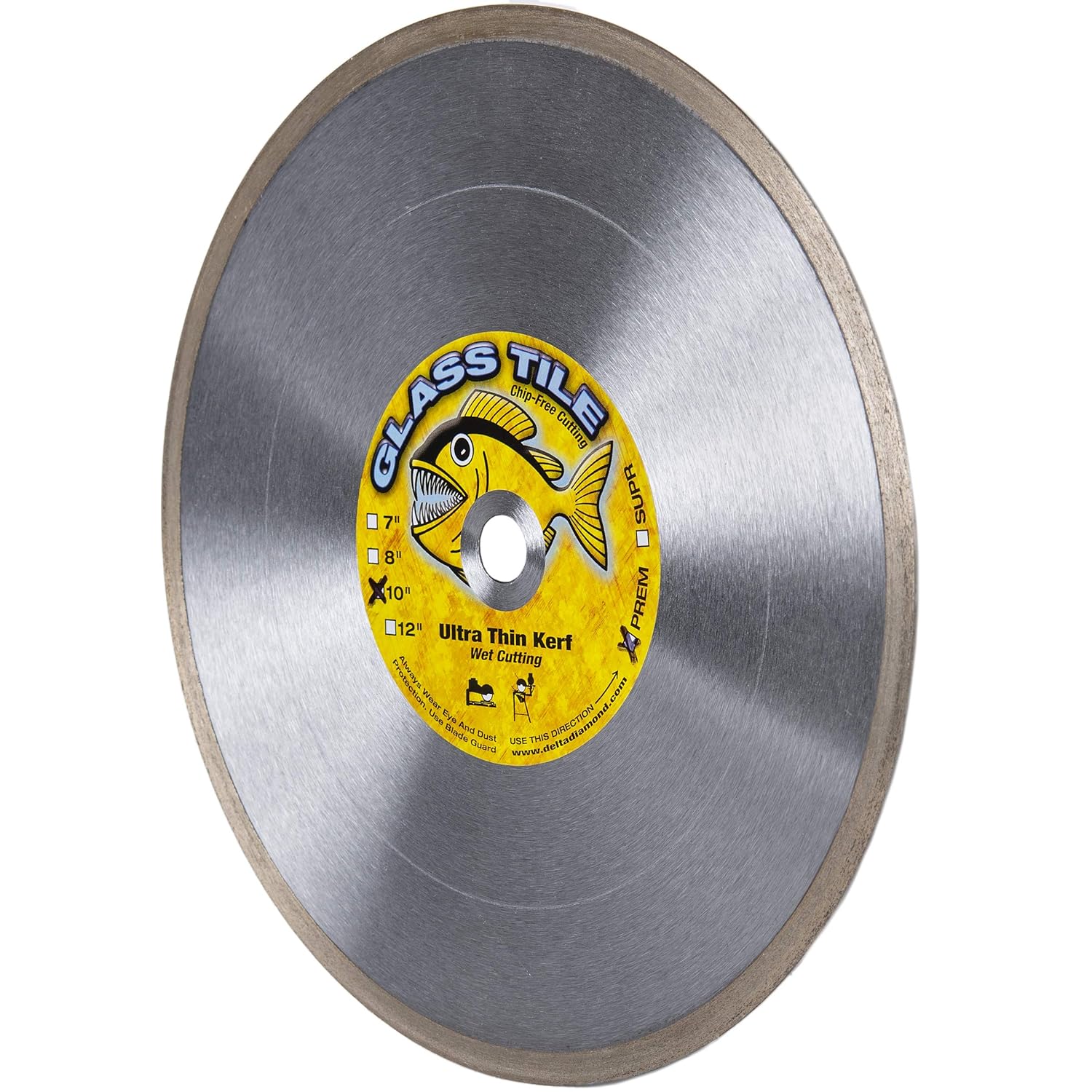 Delta Diamond Piranha 7 Inch Glass Tile Diamond Blade, 5/8" Arbor, Wet Cutting (7")