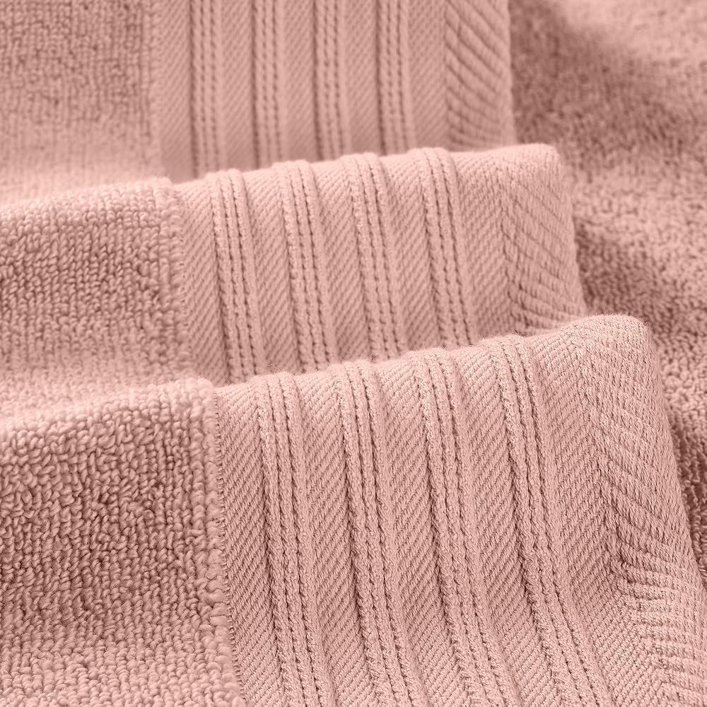 Modern Threads 6-Piece 100% Combed Cotton Yarn Dyed Diamond Gate Jacquard Towel Set Rose