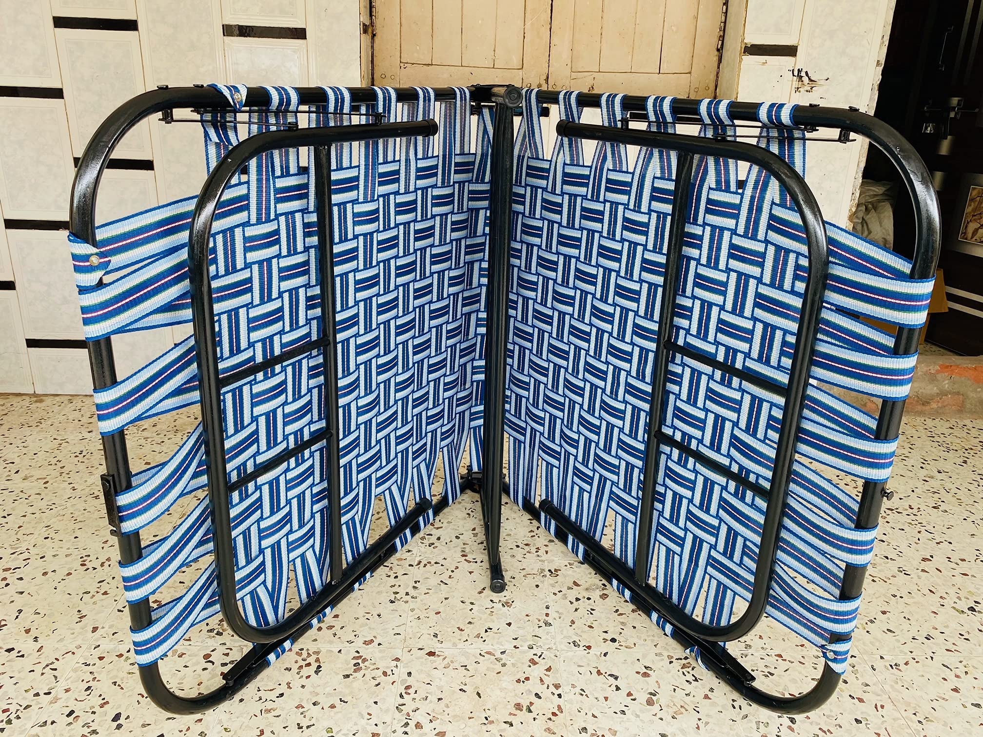 Buy LUSTER Magic Smart Base Niwar Bed Folding Single Metal Bed, Guest Folding Bed Cot, Compact