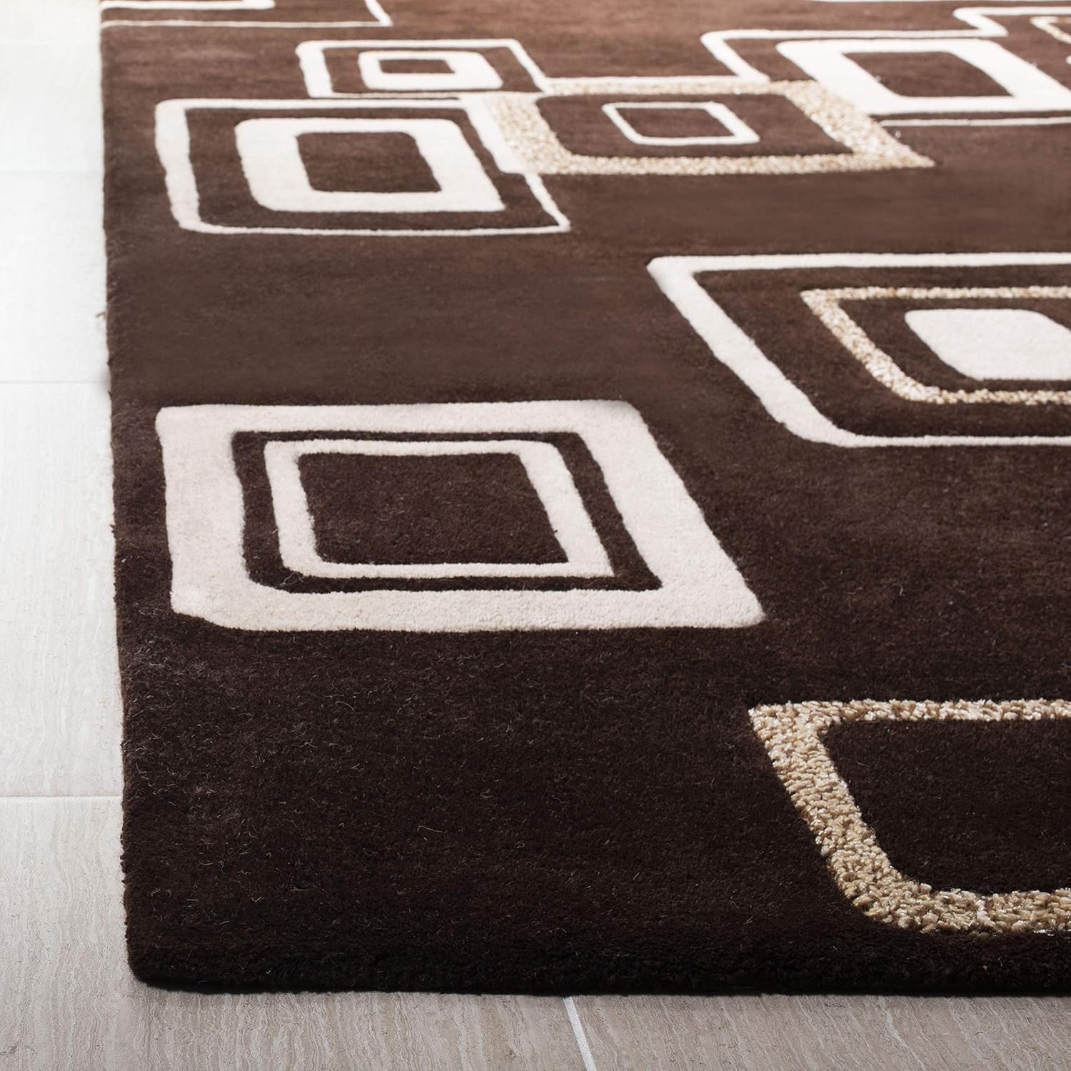 SAFAVIEH Soho Collection 5' x 8' Brown / Beige SOH711B Handmade Abstract Premium Wool & Viscose Area Rug