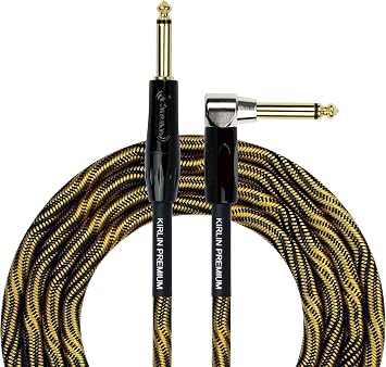 KIRLIN, KIRLIN CABLE IWB Instrument Cable, 1/4-Inch Right Angle to Straight, Black Gold Wave, 20FT IWB-202 BFGL-20/WBO