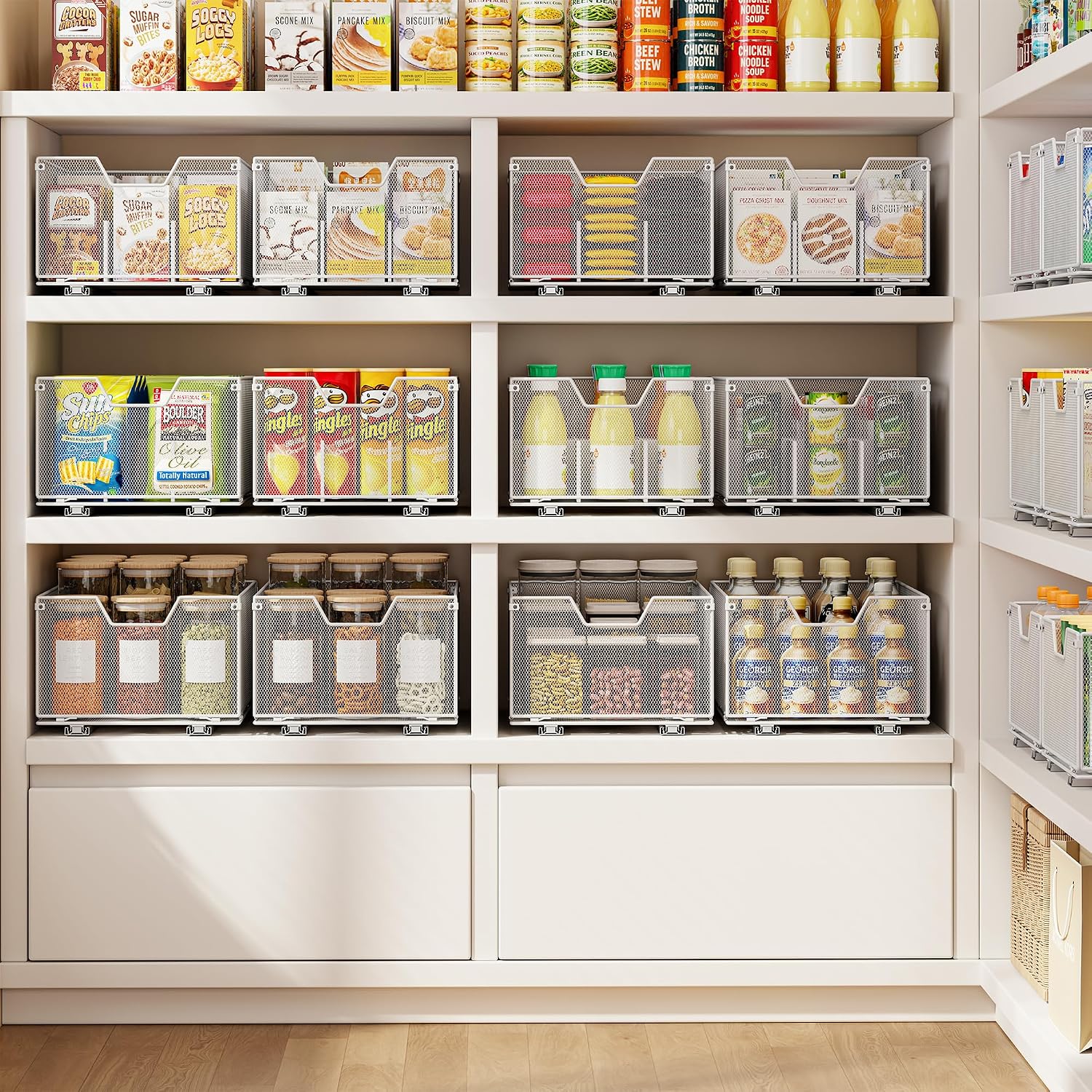 2 Pack Pull out Cabinet Organizer,Slide out Pantry Shelves Drawer Storage