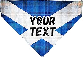 Scotland Dog Bandana Personalised, Saltire Slide on Collar bandana for pets, St Andrews Cross Custom Pet Bandana, Scottish Cat Bandana, Patriotic Neckpiece for Pets (Medium)