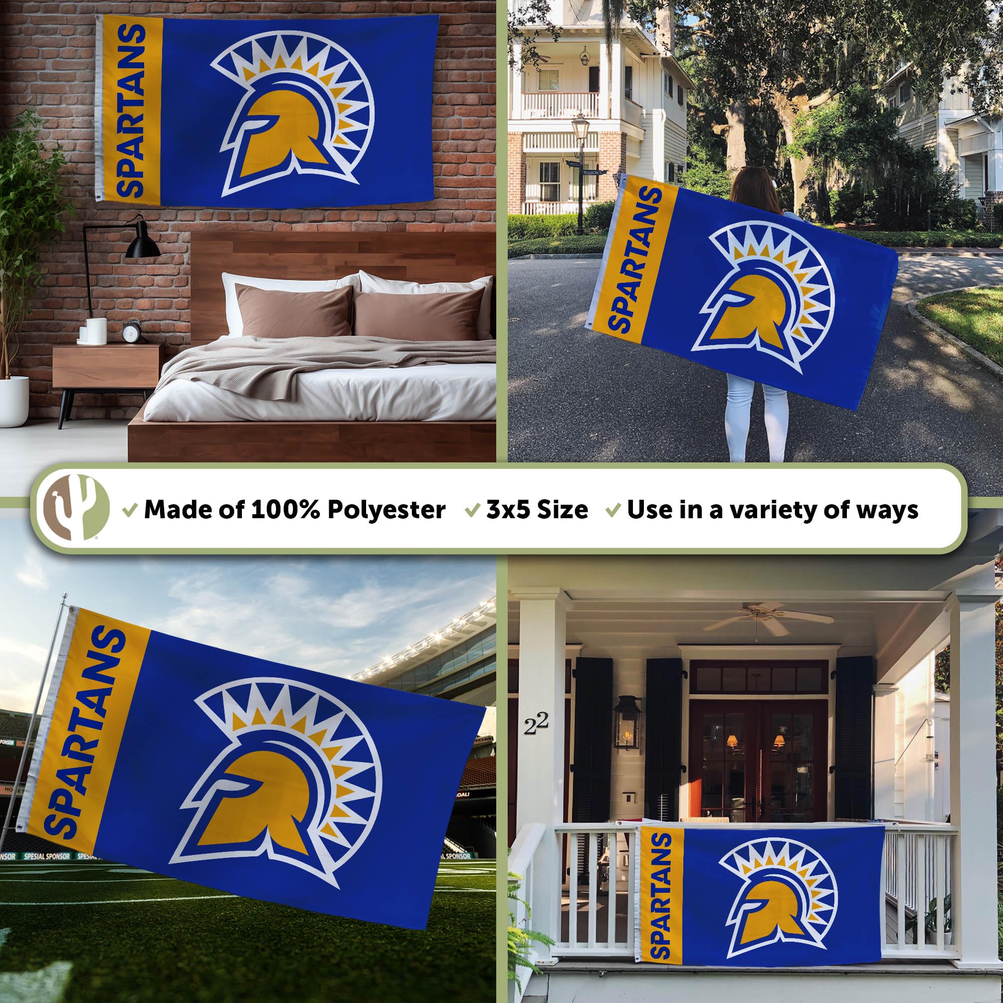 Desert Cactus Sam Houston State University Flagge – 91 X 152 Cm, 100% Polyester, Doppelseitig Für Indoor/Outdoor