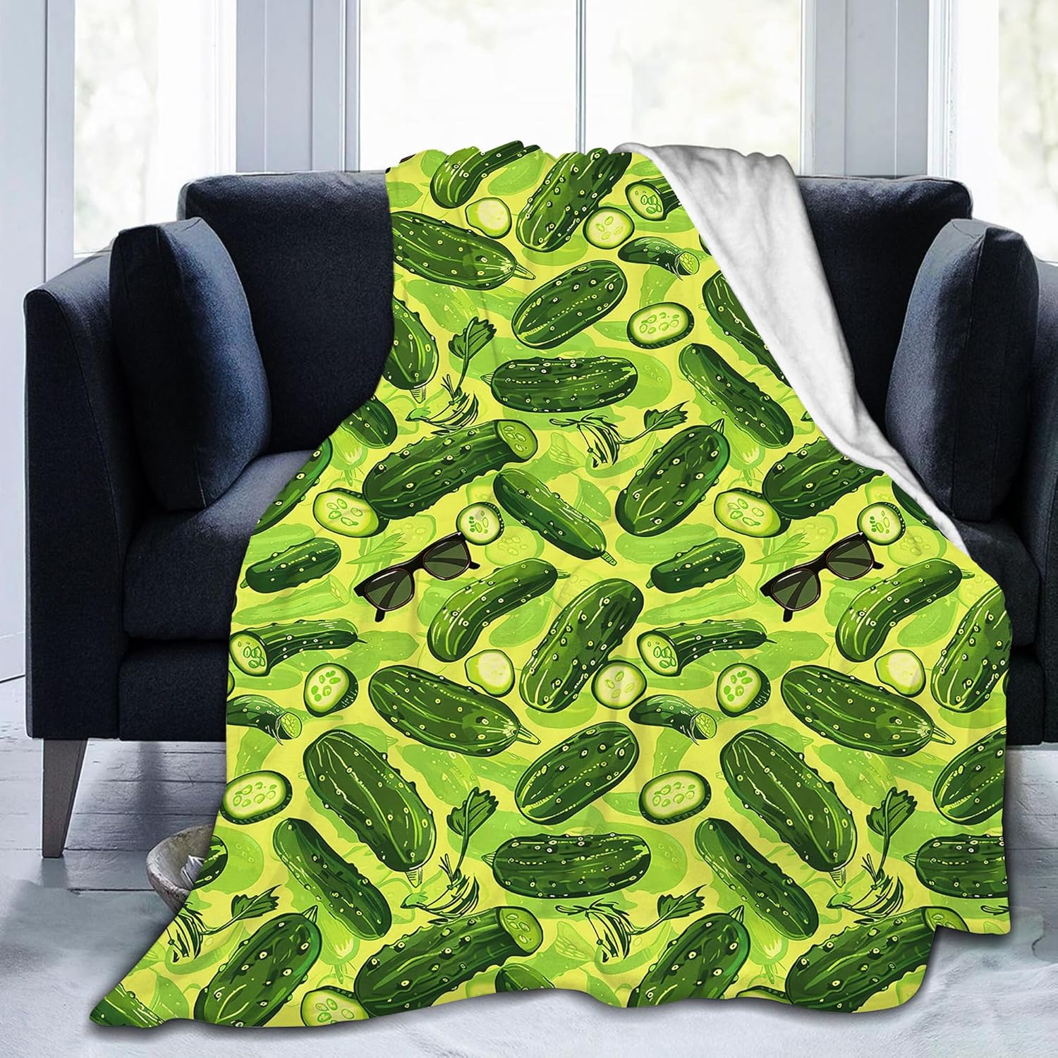 Pickle Blanket for Women, Super Soft Funny Green Pickle Stuff Throw Blanket Gifts for Women Men Kids Girls Boys, Warm Cozy Fuzzy Plush Fleece Flannel Pickles Decor Blankets 50"X40" for Couch Bedding - Image 4