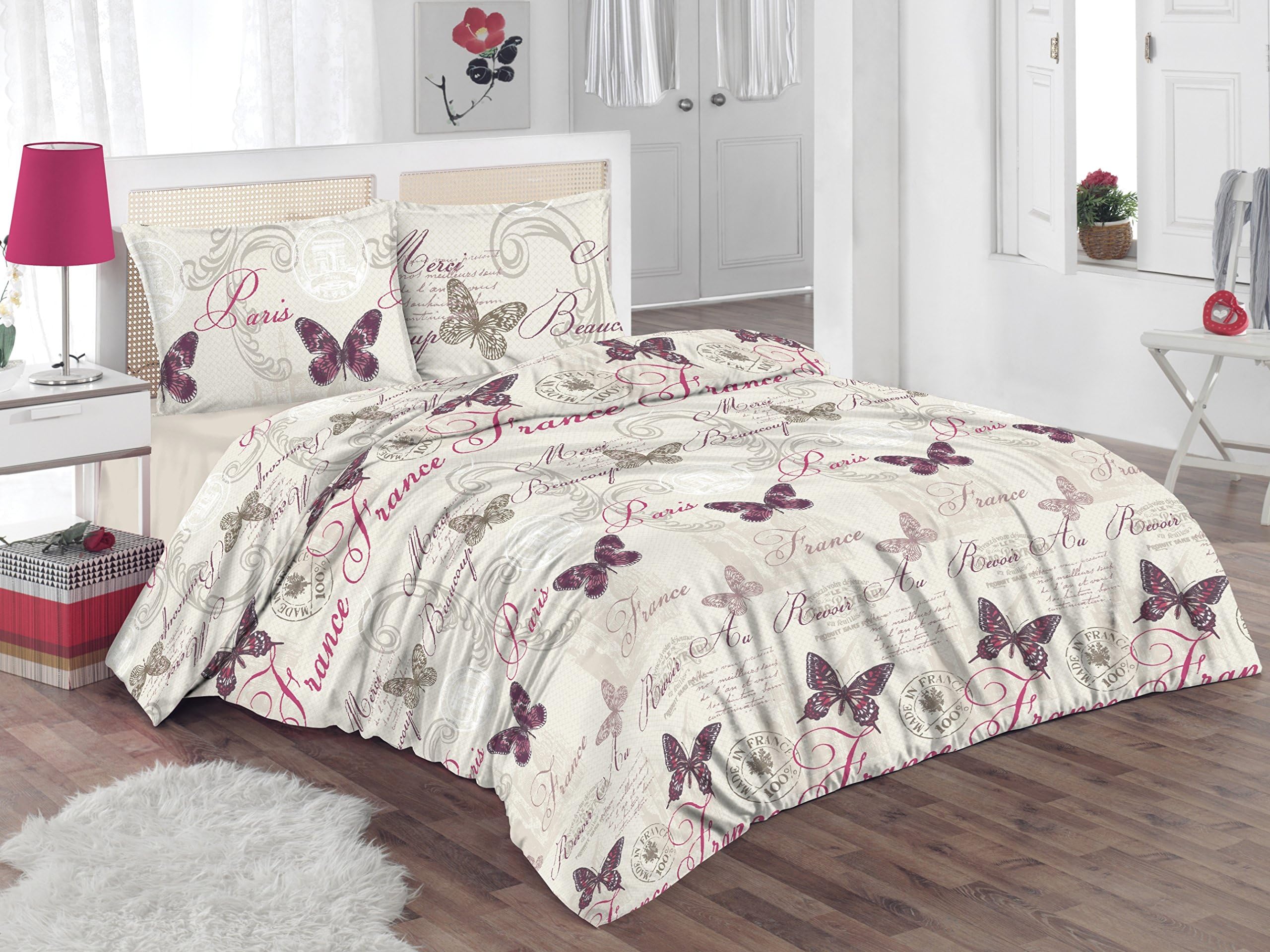 ThreeL Royal Paris 100% Cotton Duvet Cover Bedding Set, (Single)